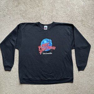 Planet Hollywood Sweater Mens 2XL Crewneck Black Long Sleeve Vtg Orlando